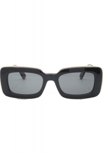 Lanvin - Occhiali da sole in celluloide rettangolari per donna nero - LNV645S