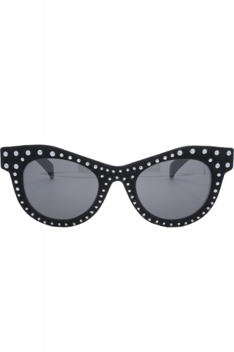 Italia Independent - Occhiali da sole in celluloide cat eye per donna nero -
