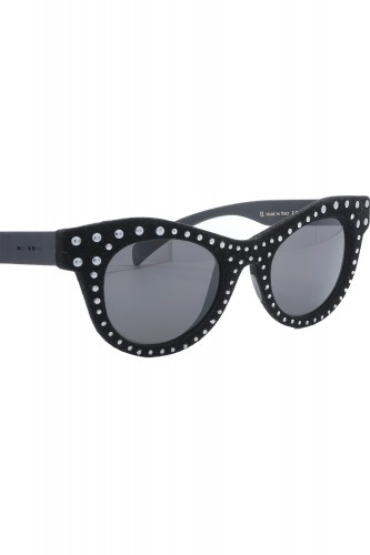 Italia Independent - Occhiali da sole in celluloide cat eye per donna nero -