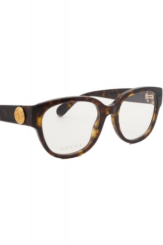 Gucci - Occhiali da vista in celluloide tondi per donna tartarugato - GG1411O