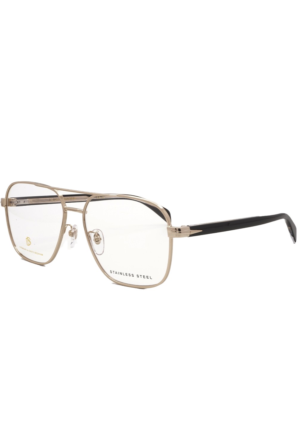 David Beckham Eyewear - Occhiali da vista in metallo squadrati per uomo oro -