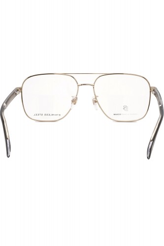 David Beckham Eyewear - Occhiali da vista in metallo squadrati per uomo oro -