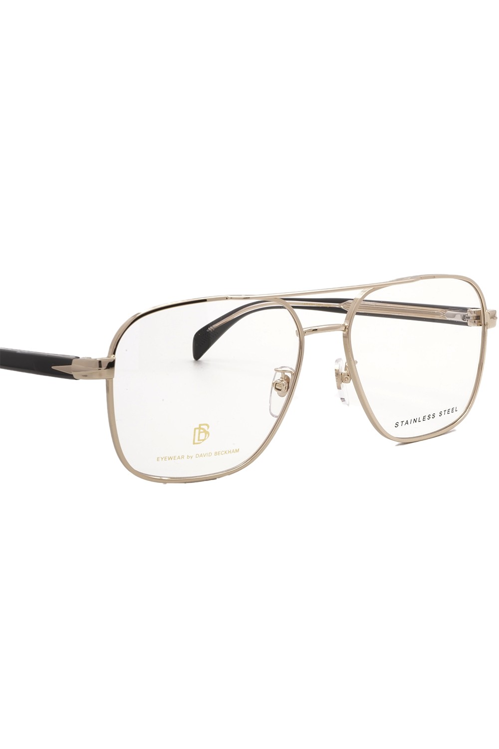 David Beckham Eyewear - Occhiali da vista in metallo squadrati per uomo oro -