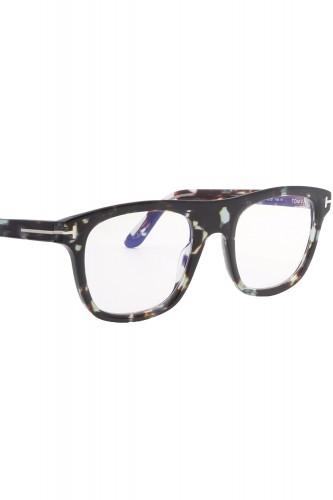 Tom Ford - Occhiali da vista in celluloide squadrati per uomo tartarugato -