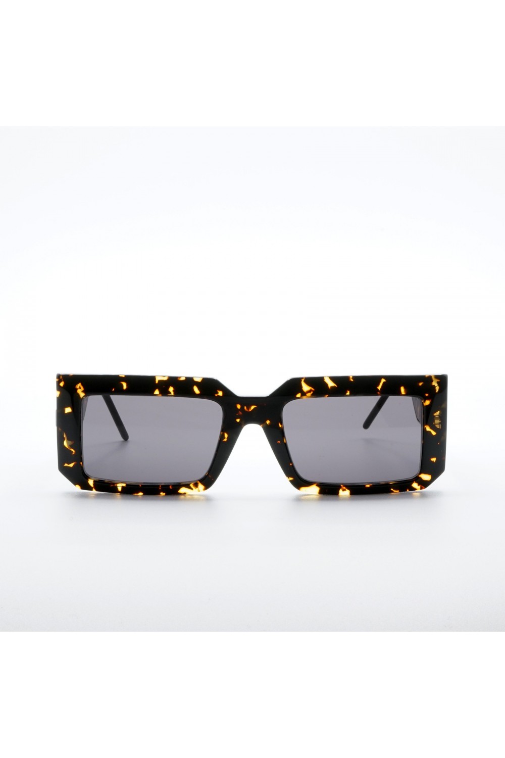 Soya - Occhiali da sole in celluloide rettangolari unisex nero, tartarugato -