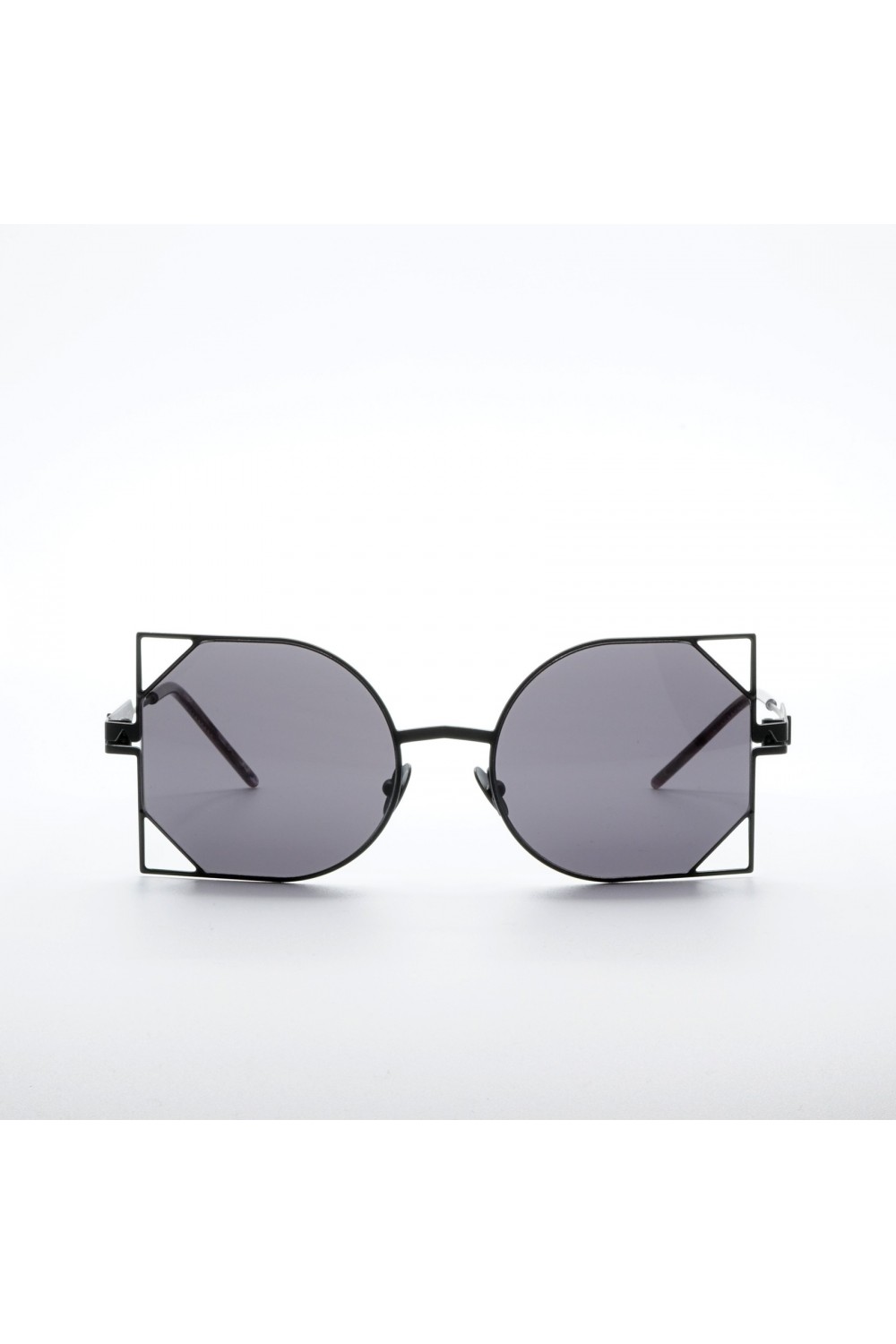 Soya - Occhiali da sole in metallo irregolari per donna nero satinato - RANIA