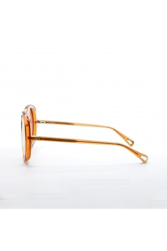Chloè - Occhiali da sole in bio-acetato tondi per donna grigio, arancione -