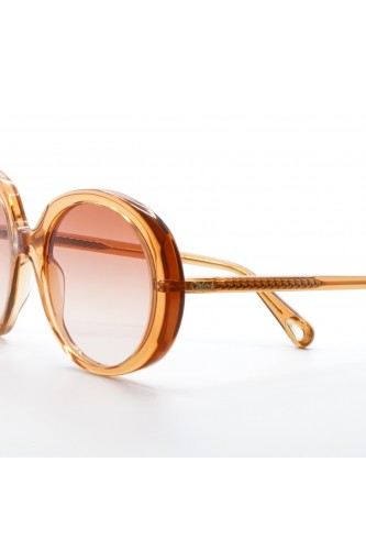 Chloè - Occhiali da sole in bio-acetato tondi per donna grigio, arancione -