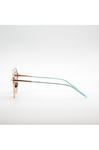 Pomellato - Occhiali da sole tondi in metallo bicolore per donna rosa, celeste