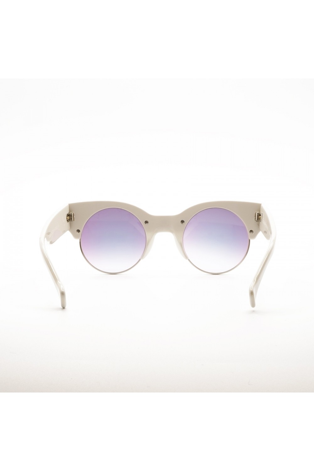 Saturnino - Occhiali da sole in celluloide tondi per donna bianco - META EARTH 6