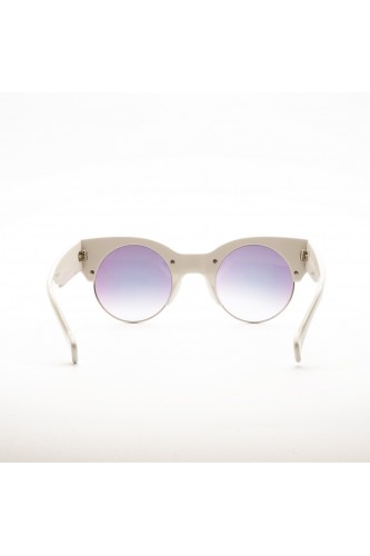 Saturnino - Occhiali da sole in celluloide tondi per donna bianco - META EARTH 6