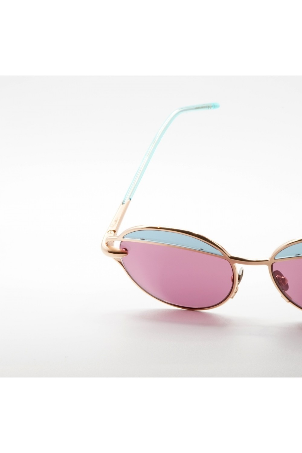 Pomellato - Occhiali da sole tondi in metallo bicolore per donna rosa, celeste