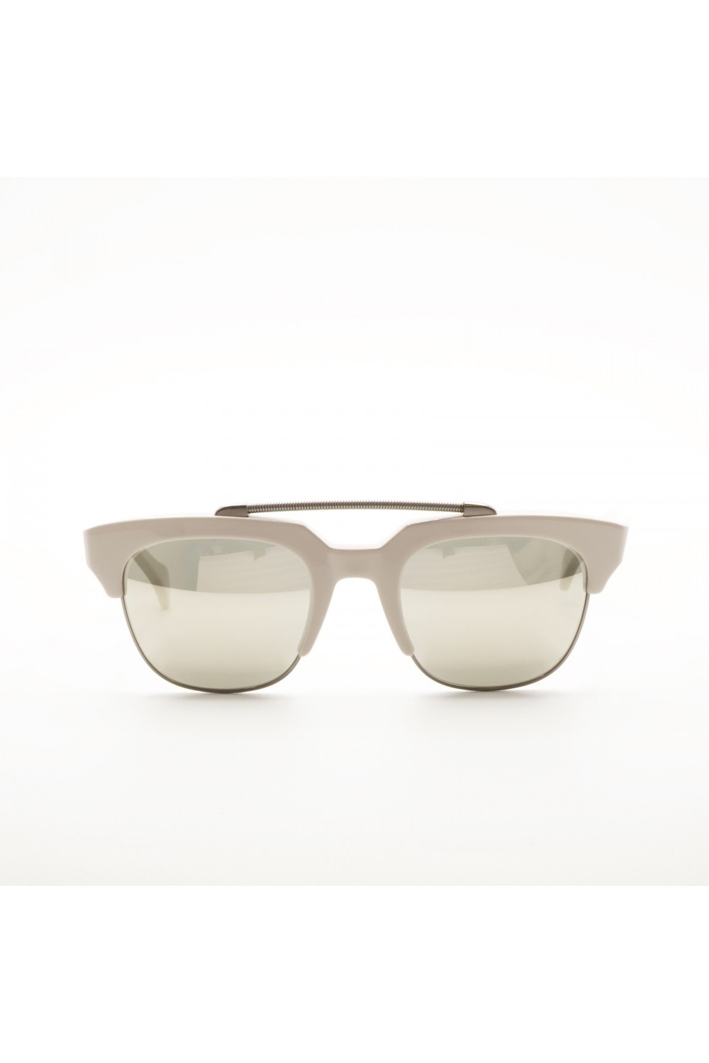 Saturnino - Occhiali da sole combinati squadrati unisex bianco, arancione