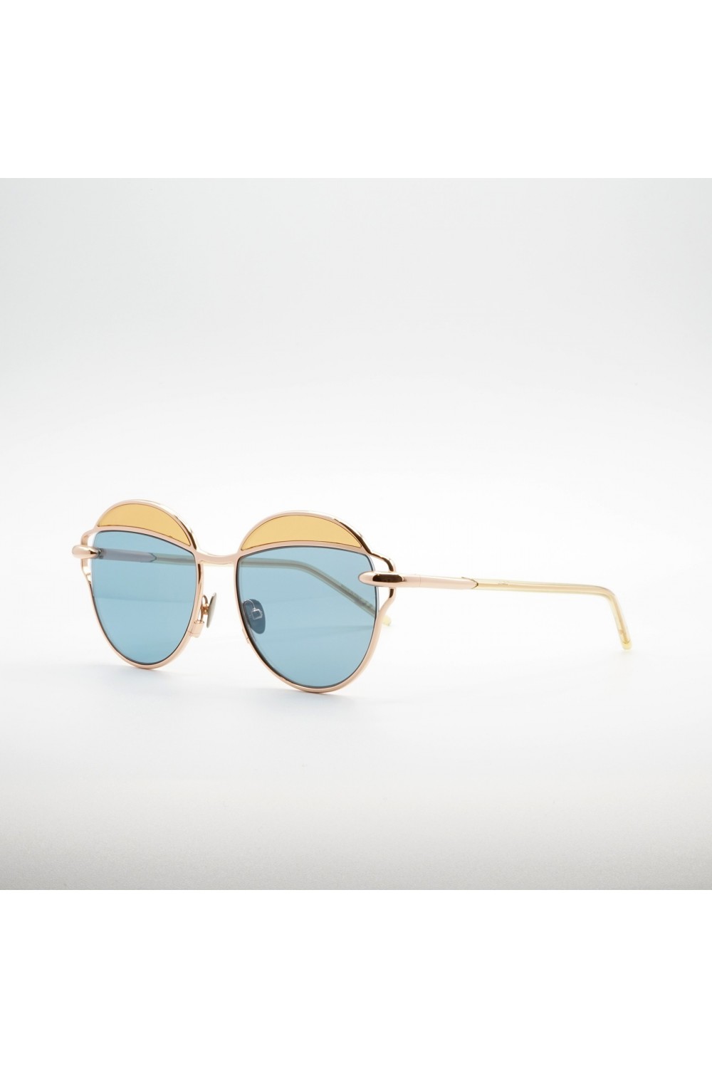 Pomellato - Occhiali da sole tondi in metallo bicolore per donna rosa, celeste