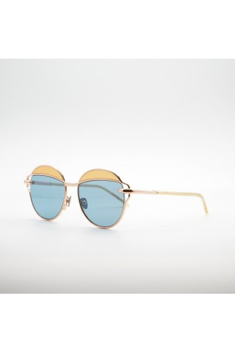 Pomellato - Occhiali da sole tondi in metallo bicolore per donna rosa, celeste