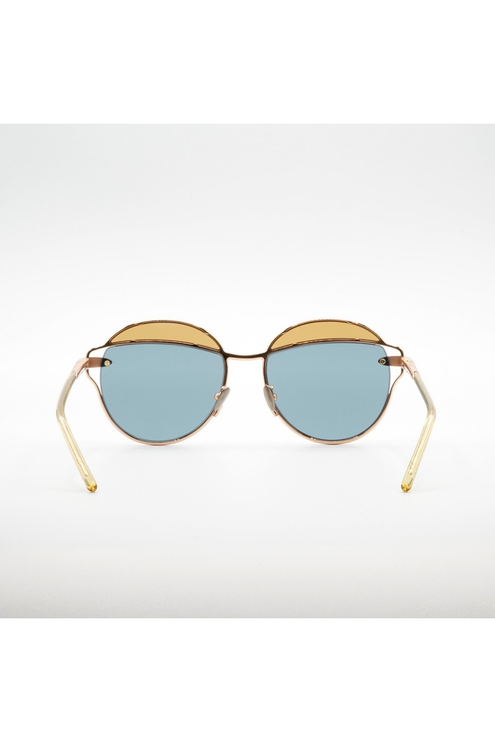 Pomellato - Occhiali da sole tondi in metallo bicolore per donna rosa, celeste