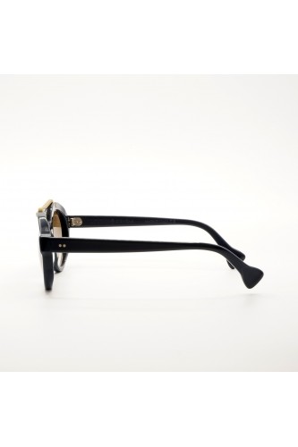 Saturnino - Occhiali da sole in celluloide ovali unisex blu, tartarugato