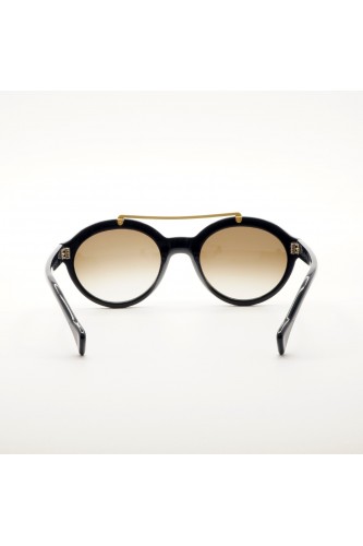 Saturnino - Occhiali da sole in celluloide ovali unisex blu, tartarugato