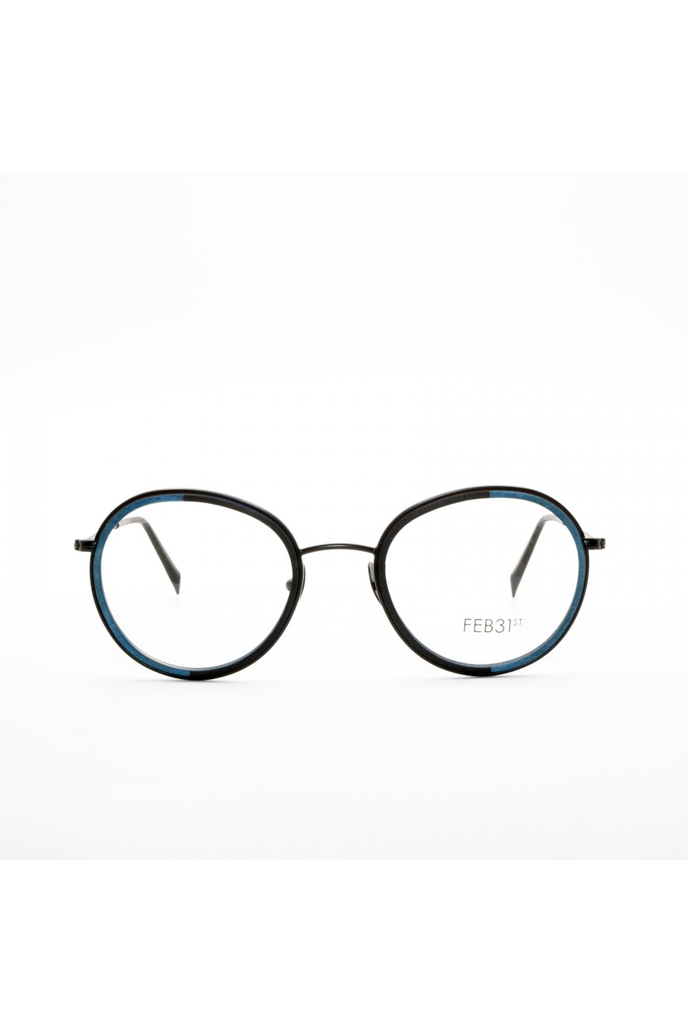 Feb 31st - Occhiali da vista in legno tondi unisex nero, argento - CRI