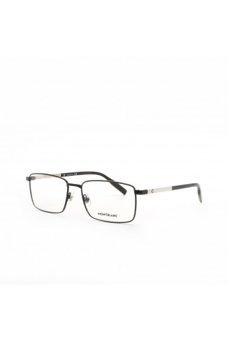 Montblanc - Occhiali da vista in metallo rettangolari per uomo nero, argento -