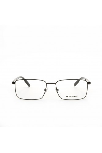 Montblanc - Occhiali da vista in metallo rettangolari per uomo nero, argento -
