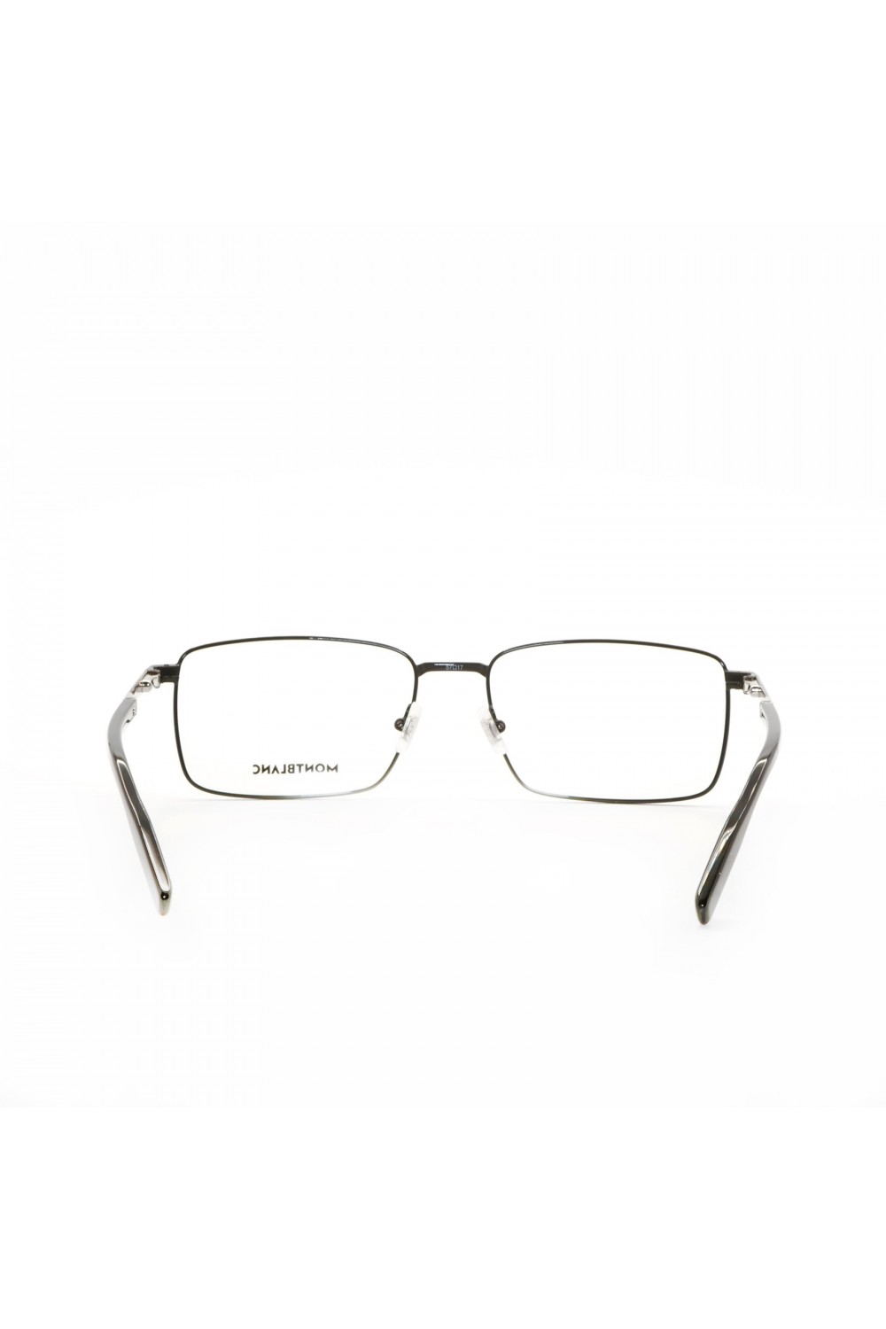 Montblanc - Occhiali da vista in metallo rettangolari per uomo nero, argento -