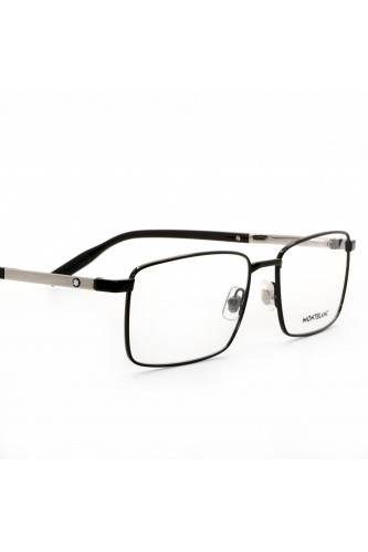 Montblanc - Occhiali da vista in metallo rettangolari per uomo nero, argento -