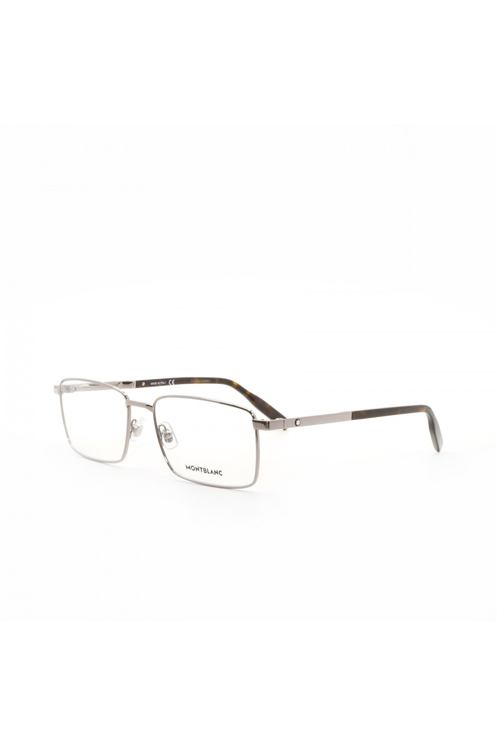 Montblanc - Occhiali da vista in metallo rettangolari per uomo nero, argento -