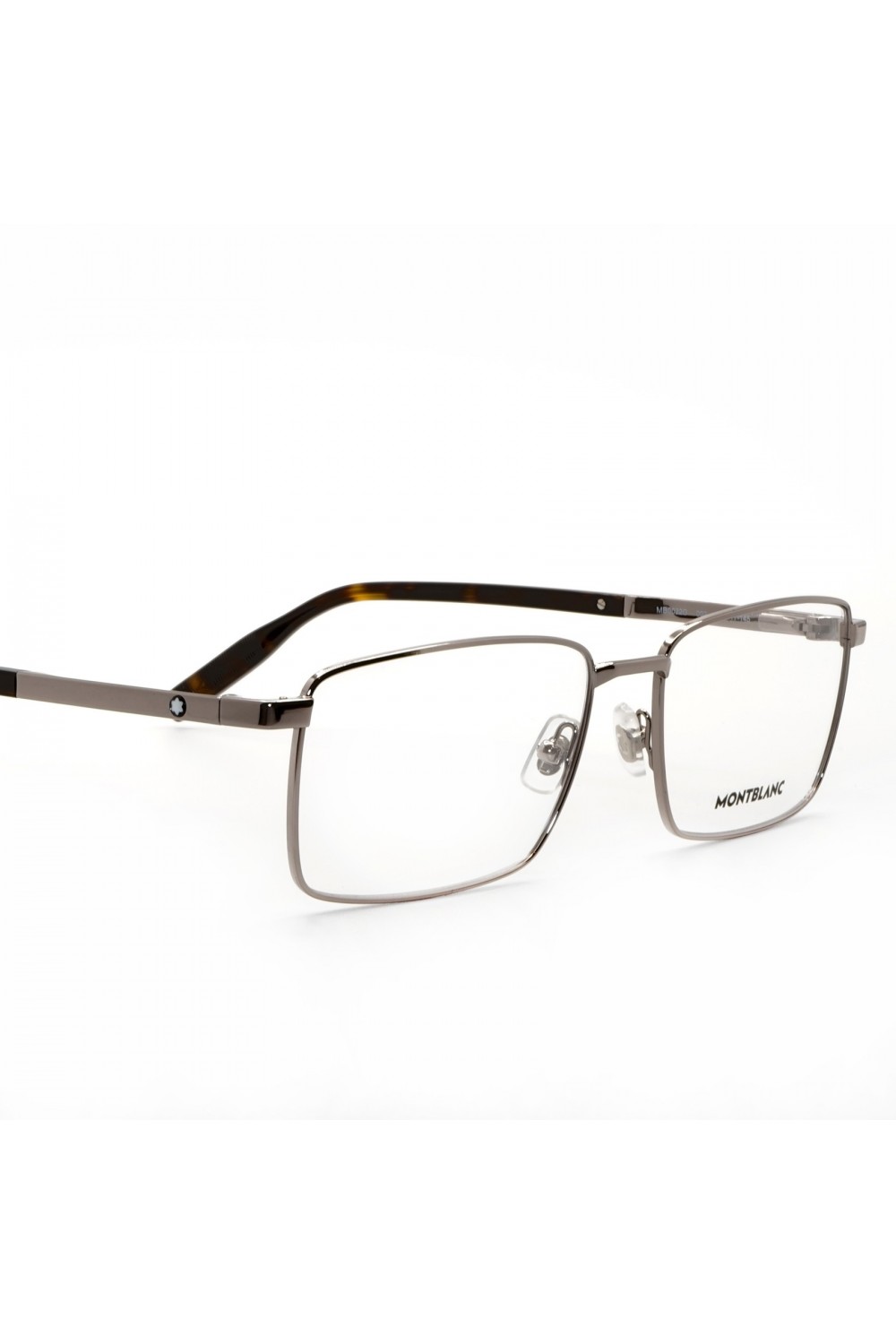 Montblanc - Occhiali da vista in metallo rettangolari per uomo nero, argento -