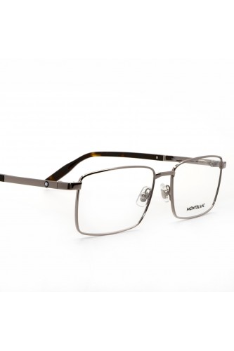 Montblanc - Occhiali da vista in metallo rettangolari per uomo nero, argento -